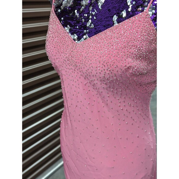 Cache Size 2 Pink Crystal Embellished Full Length Gown Evening Formal Prom Dress - Picture 3 of 16